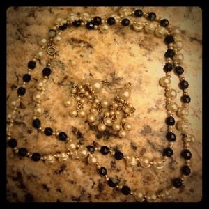 Vintage "pearl" earring w/ matching necklace