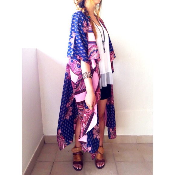 "Unbounded Gypsy" Printed Maxi Cardigan Duster - Picture 2 of 4