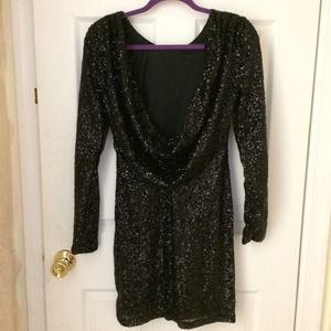 Black sequin dress - draping back