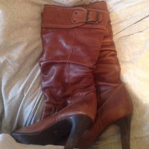 Brown mid calf boots