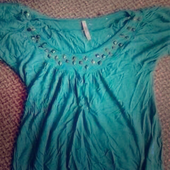 Teal embellished top - Picture 1 of 1