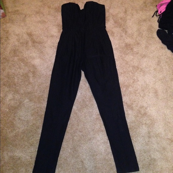 Black strapless jumpsuit / pant romper