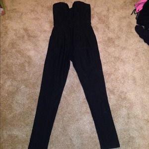 Black strapless jumpsuit / pant romper