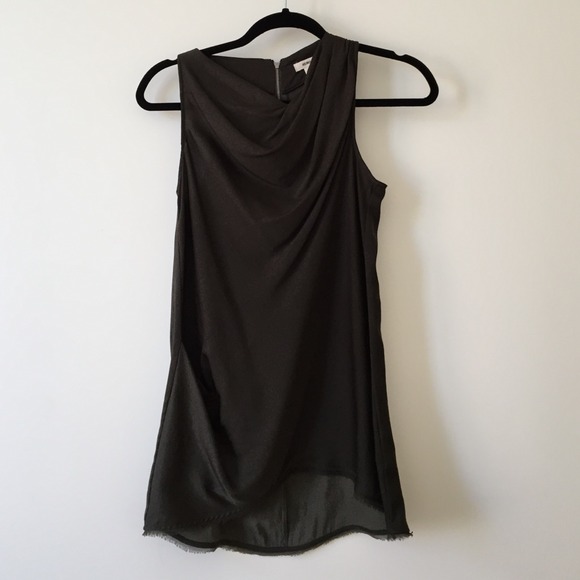 Helmut Lang Dark Olive Silk Top in P (XS)