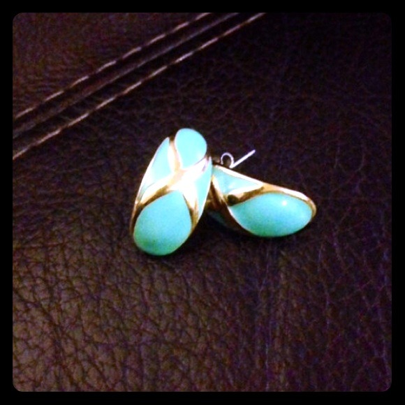 Vintage aqua and gold earrings