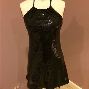 Wet Seal Black Sequin Halter Dress