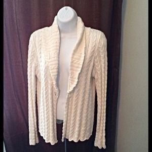 Dress Barn White Long Sleeve Cardigan Sweater