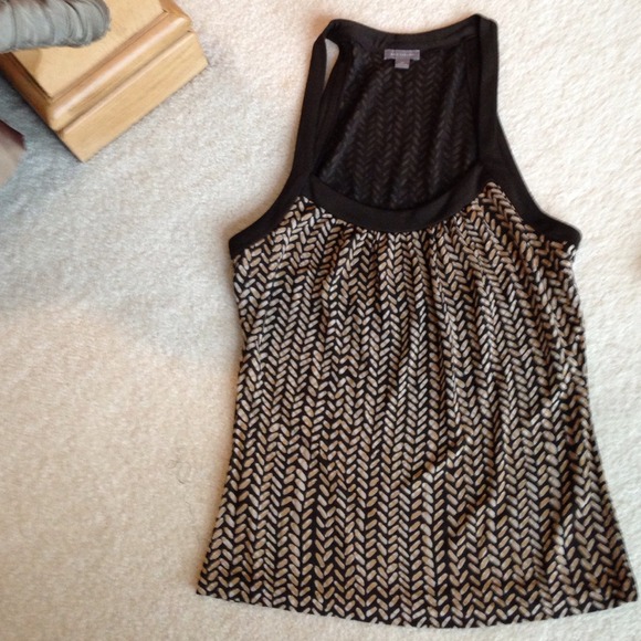 Ann Taylor Tops - Brown halter top with tan geometric design