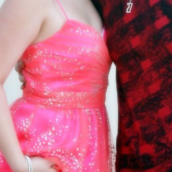 Hot pink sequence prom dress