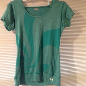 Under Armour short sleeve hooded workout top.