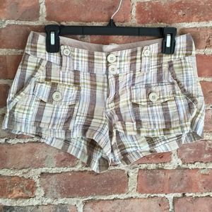 Brown Plaid Shorts: Juniors