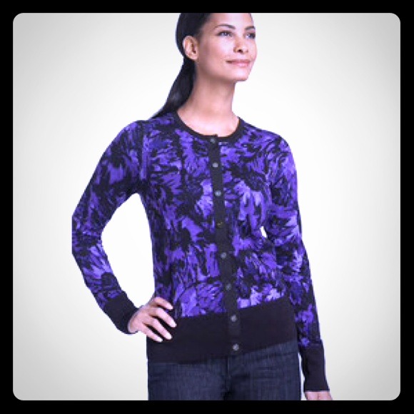 Anne Klein *NWT* amethyst print cardigan