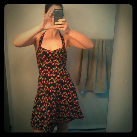 Vintage inspired Rockabilly Cherry print Dress