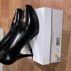 Black leather platforms heels