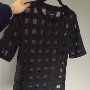 Black patterned see through top