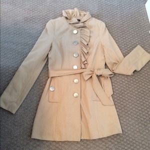 Khaki ruffle pea coat
