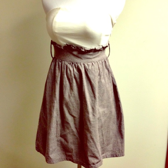 Strapless White/Brown Dress
