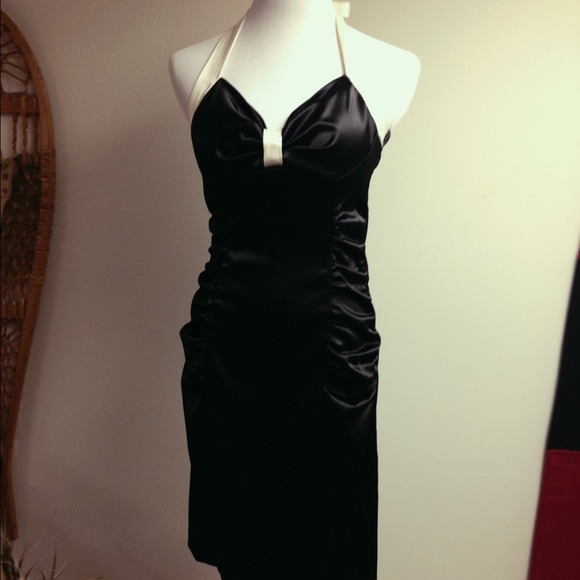 Black and White Halter Tie Dress