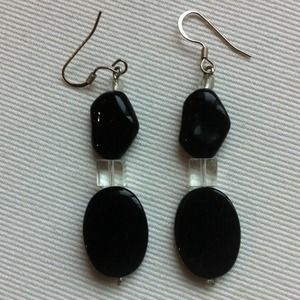 Black Bead Earrings with Sterling Posts