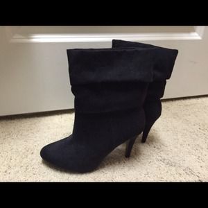 Express suade black booties