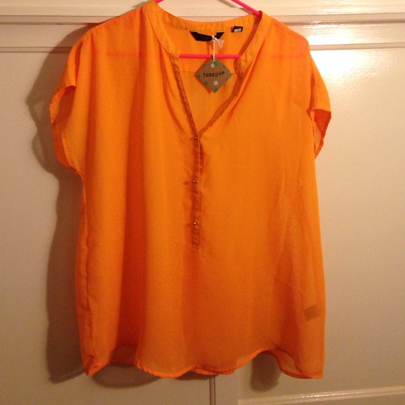 investments  Tops - **not for sale** Orange sheer blouse with  cami