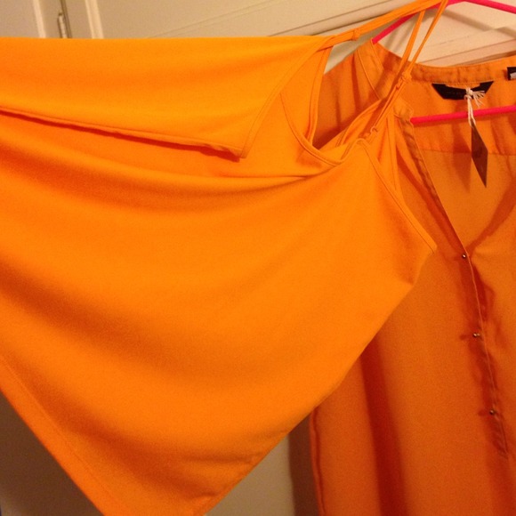 **not for sale** Orange sheer blouse with  cami - Picture 3 of 3