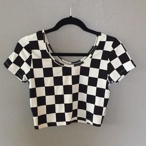 Black and white checkered crop top