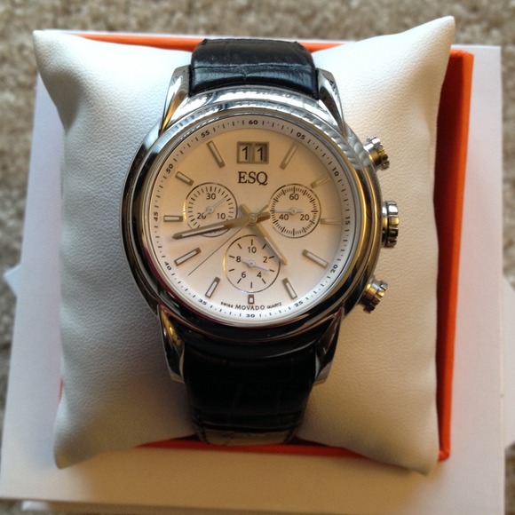 Mens ESQ Movado black leather watch