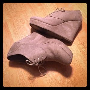 ON HOLD!!!! Tan suede booties w/ wedge.