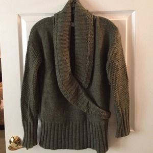 LOFT Deep V Green Sweater