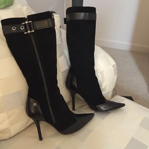 Dior black knee high boots