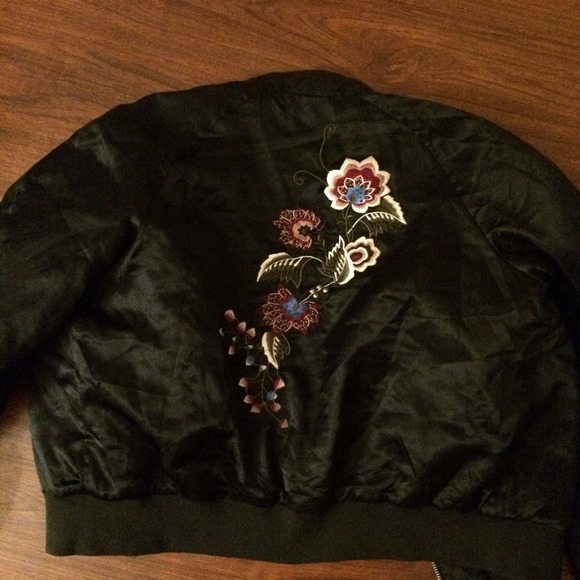 Black embroidered bomber jacket