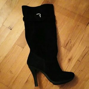 Michael Kors Black Suede Slouch Boots Sz 10