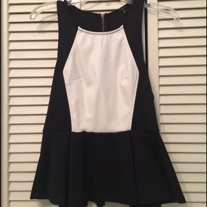 Black and White Peplum Top