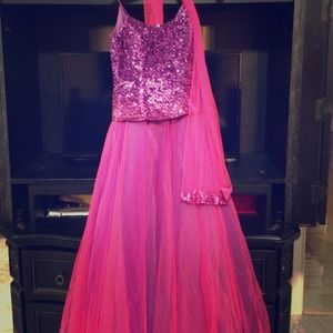 Purple and hot pink tull Princess ball down size 4
