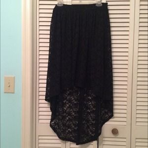 Black Lace High Low Skirt