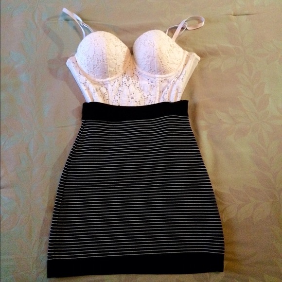 Black and white mini skirt