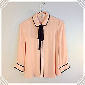 Sheer Tie Collar Blouse