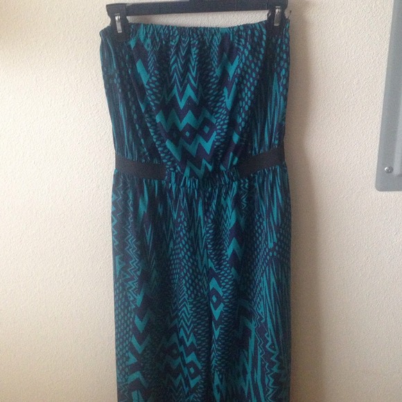 Blue and black romper