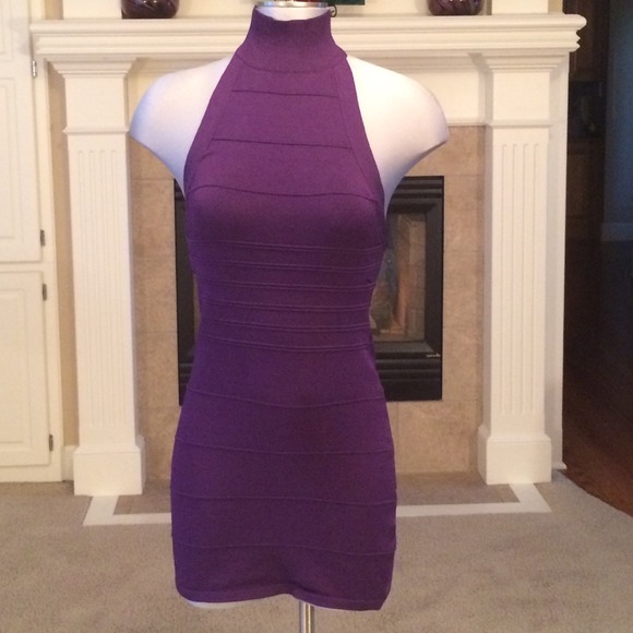 Bebe Purple Mock Neck Dress