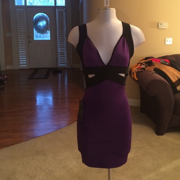 Bebe purple/black Bodycon Dress