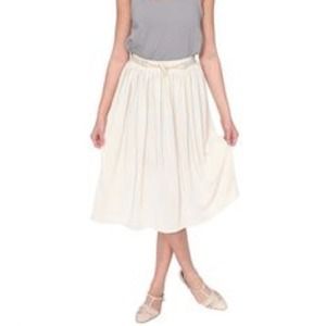 American Apparel cream mid-length accordion skirt