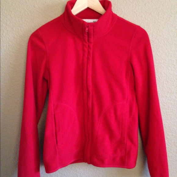 Red Forever 21 Fleece Zip Up Jacket
