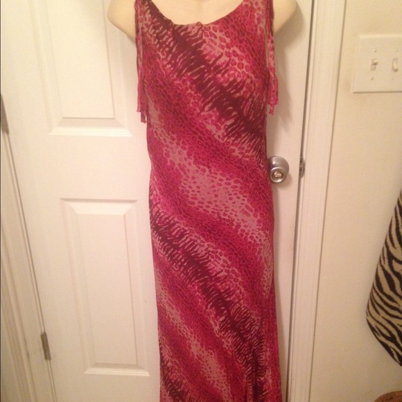 Long pink chiffon maxi dress