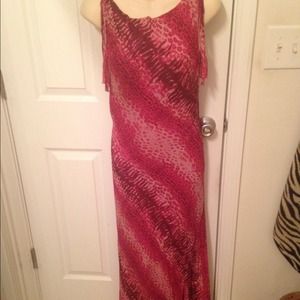Long pink chiffon maxi dress
