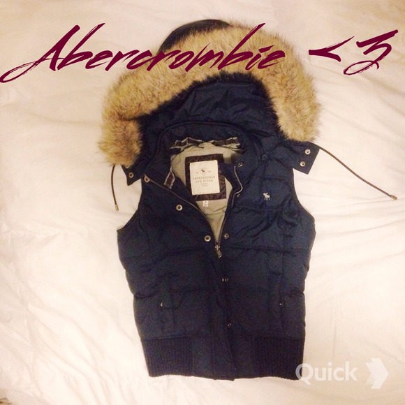 Fur-trimmed Navy A&F Puffer Vest