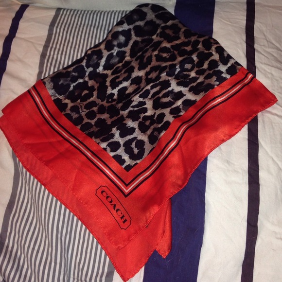 leopard scarf with red trim