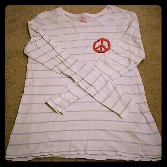 Striped long sleeve peace tee