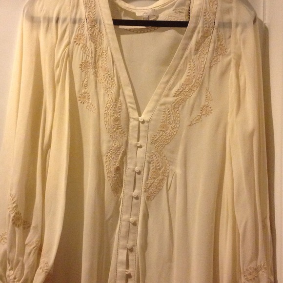 Joie 100% Silk Cream Blouse size small