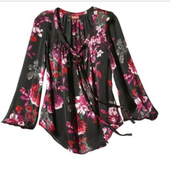 Floral Bell Sleeve Peasant Style Blouse
